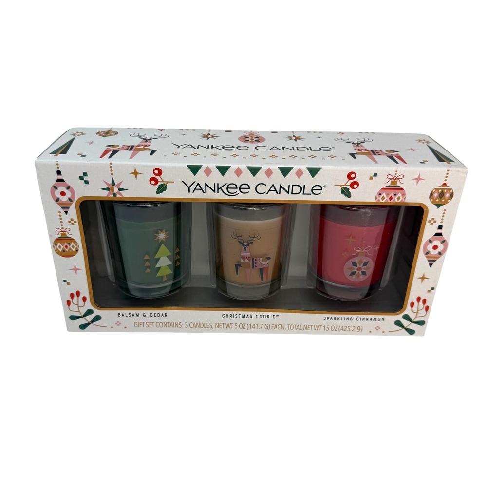 Yankee Candle Holiday Gift Set Balsam Cedar Christmas Cookie Sparkling Cinnamon
